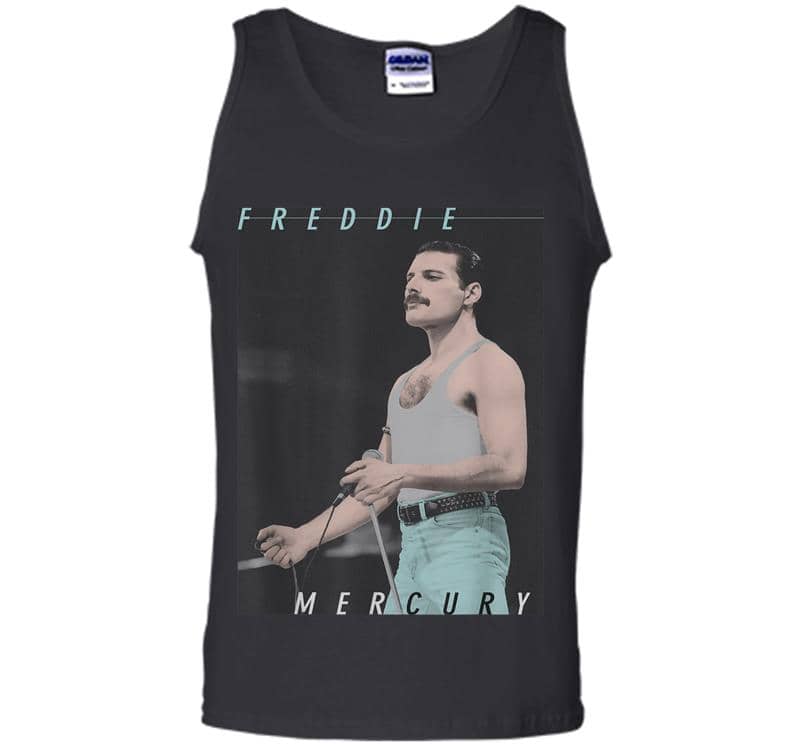 Inktee Store - Freddie Mercury Official Blue Jeans Live Icon Mens Tank Top Image