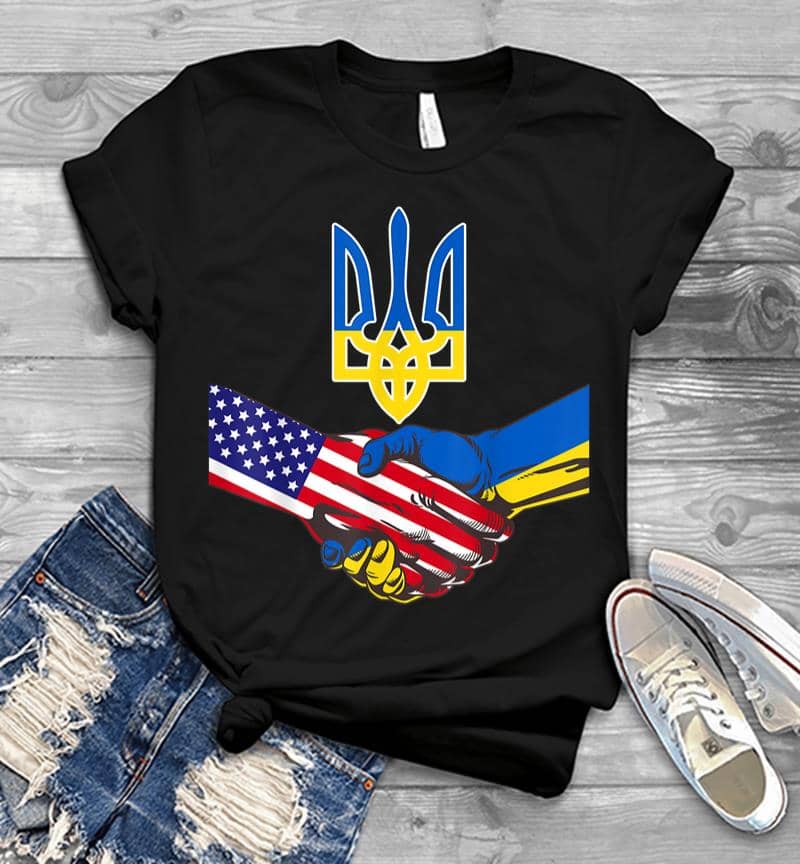 Free Ukraine Ukrainian Us Flag Solidarity With Ukraine Men T-Shirt