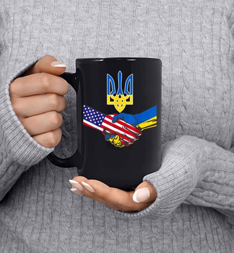 Free Ukraine Ukrainian Us Flag Solidarity With Ukraine Mug