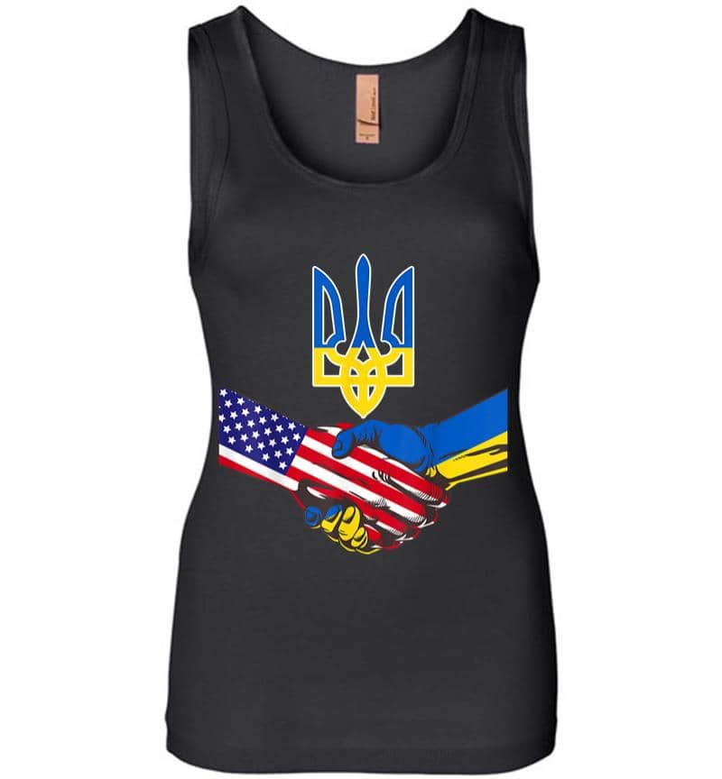 Free Ukraine Ukrainian Us Flag Solidarity With Ukraine Women Jersey Tank Top