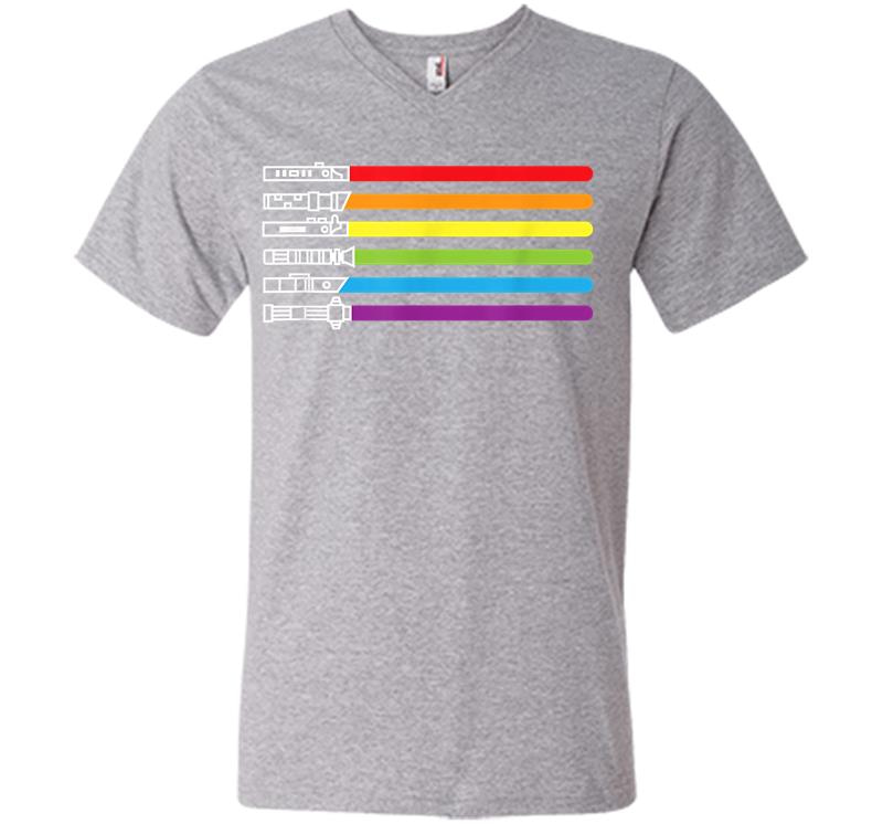 Inktee Store - Funny Gay Saber Tee Rainbow Lgbt Pride Month 2020 Lgbtq Gift V-Neck T-Shirt Image