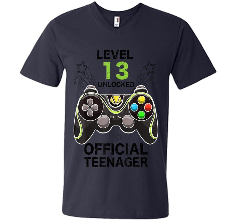 Inktee Store - Funny Level 13 Unlocked Official Nager Cool Birthday V-Neck T-Shirt Image