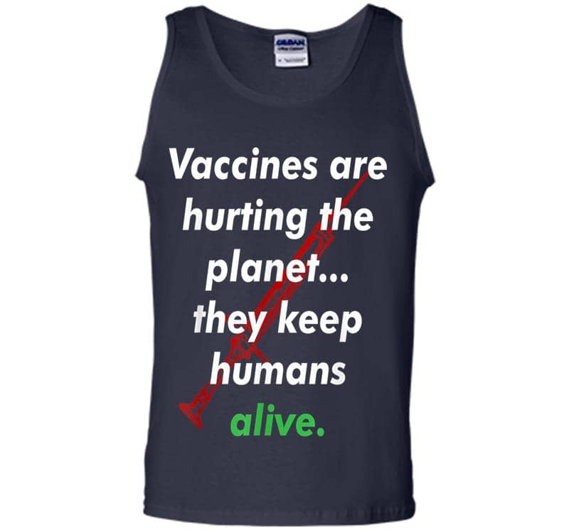 Inktee Store - Funny Pro Vaccination, Vaccines Are Hurting The Planet Mens Tank Top Image