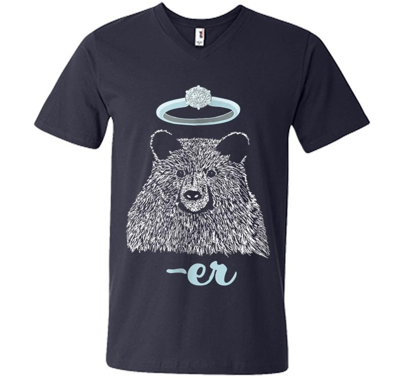 Inktee Store - Funny Wedding Ring Bearer Bear V-Neck T-Shirt Image