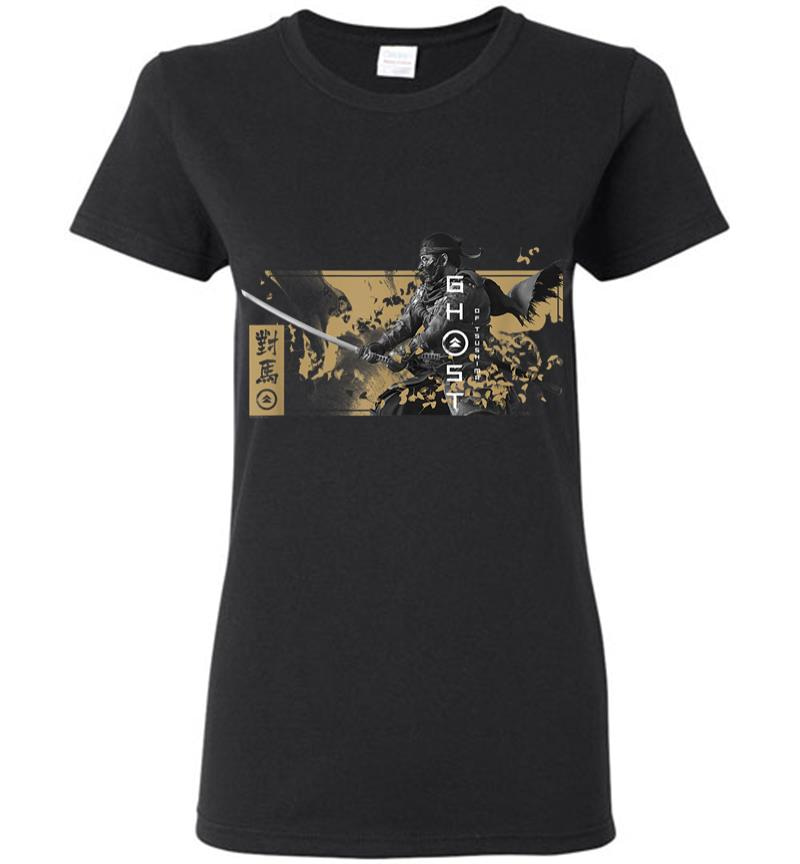 Ghost Of Tsushima Katana With Falling Leaves Women T-Shirt