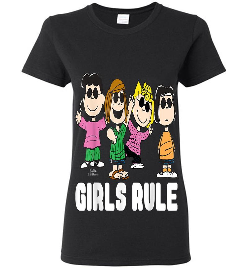 Girls Rule Peanuts Snoopy Lucy Peppermint Patty Womens T-Shirt