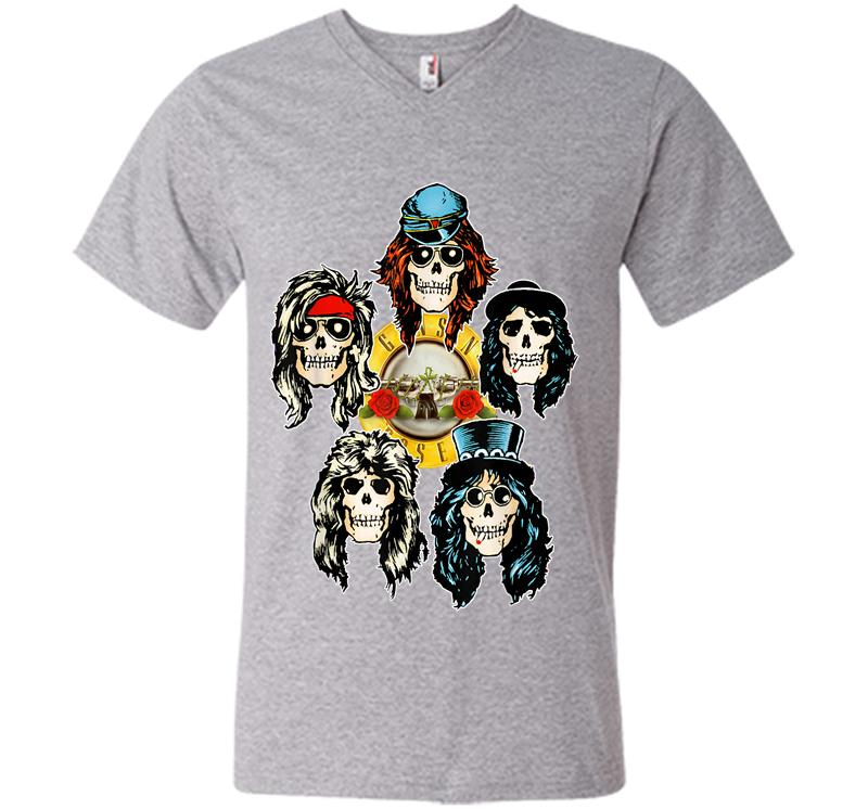 Inktee Store - Guns N' Roses Official Skull Heads V-Neck T-Shirt Image