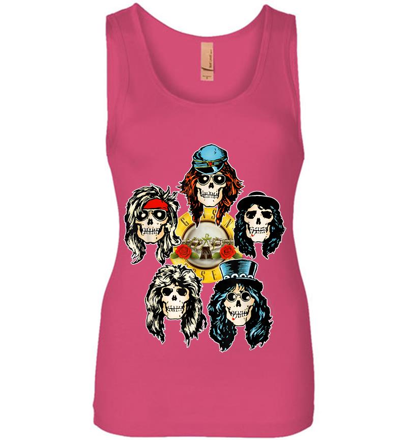 Inktee Store - Guns N' Roses Official Skull Heads Womens Jersey Tank Top Image