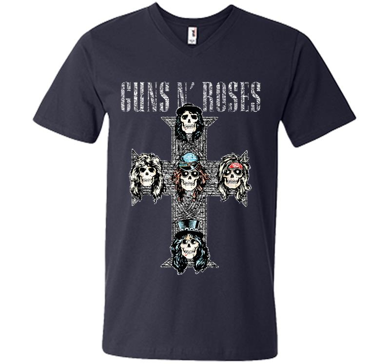 Inktee Store - Guns N' Roses Official Vintage Cross V-Neck T-Shirt Image