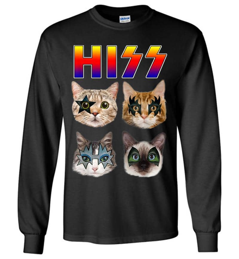 Hiss Funny Cats Kittens Rock Rockin Gift Tee Pun Long Sleeve T-Shirt