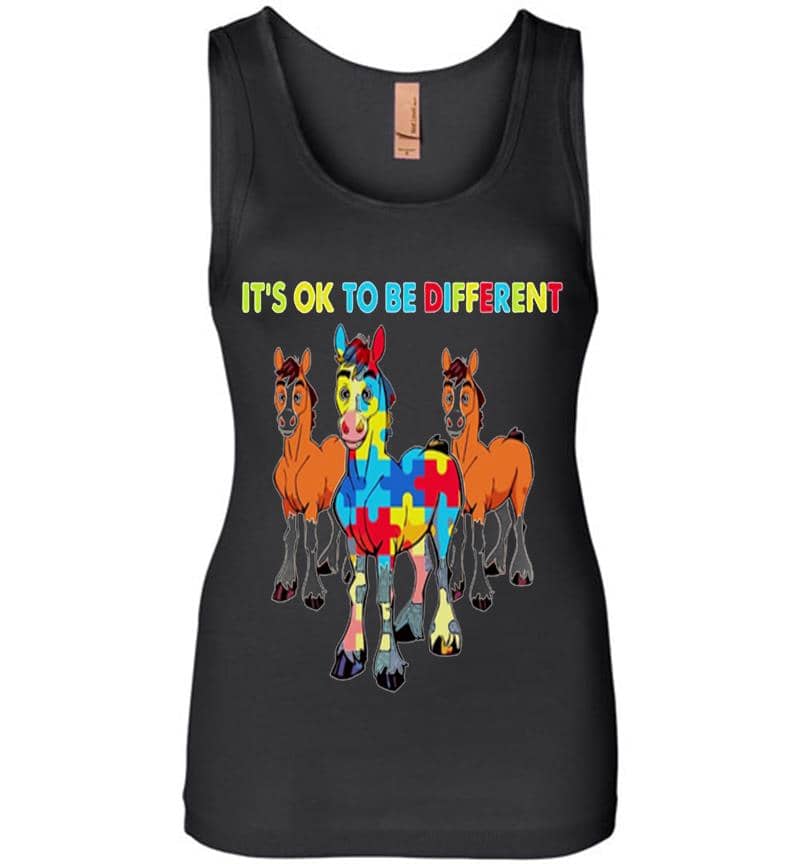 Horses Autism Its Ok To Be Different Womens Jersey Tank Top