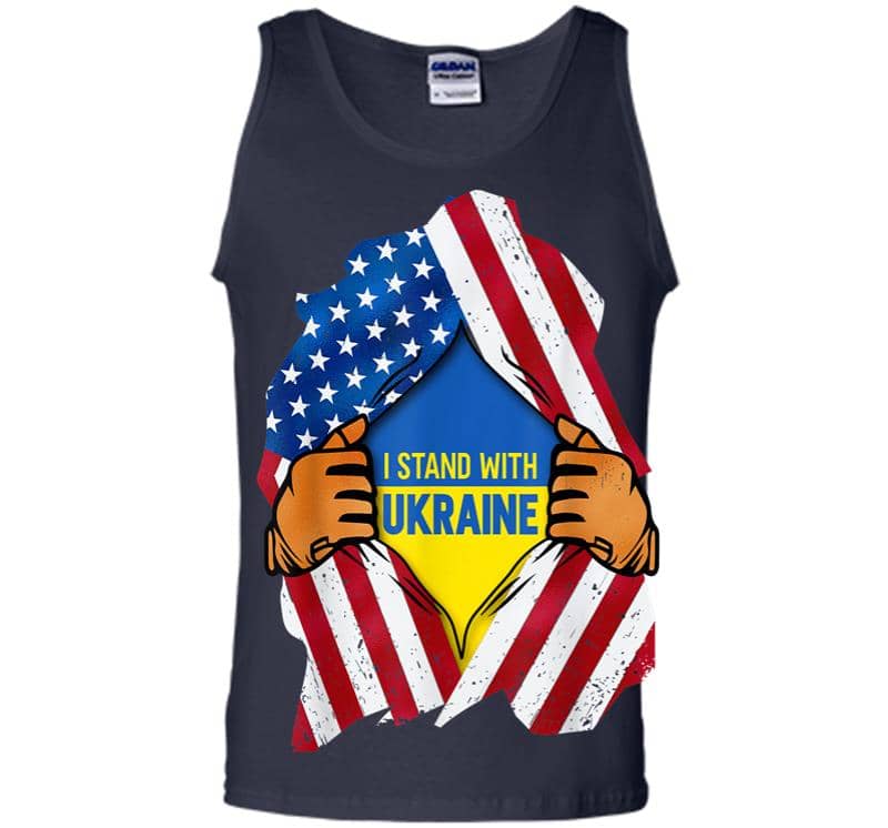 Inktee Store - I Stand With Ukraine Support Ukraine Ukrainian Flag Men Tank Top Image