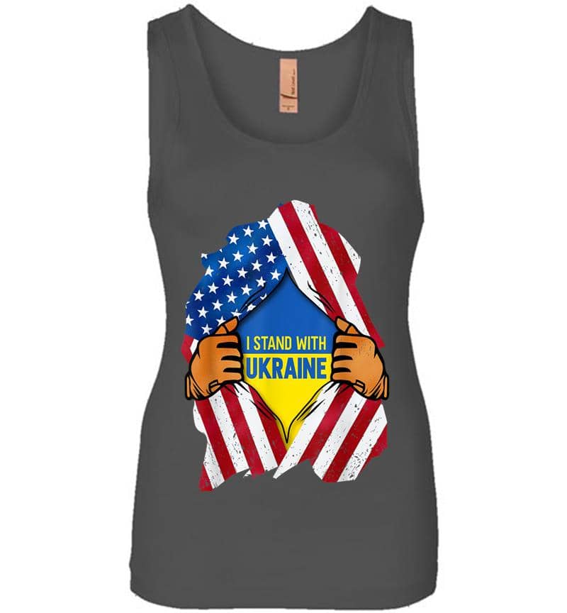 Inktee Store - I Stand With Ukraine Support Ukraine Ukrainian Flag Women Jersey Tank Top Image