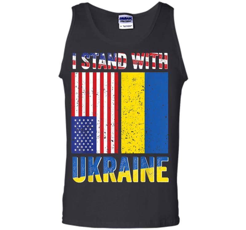 I Stand With Ukraine Support Ukrainian American Usa Flag Men Tank Top