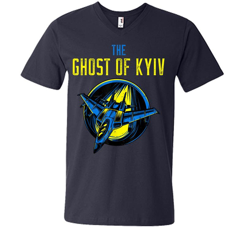 Inktee Store - I Support Ukraine Shirt Pray For Ukraine The Ghost Of Kyiv V-Neck T-Shirt Image