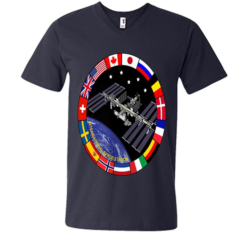 Inktee Store - International Space Station Nasa Iss Pocket Logo V-Neck T-Shirt Image