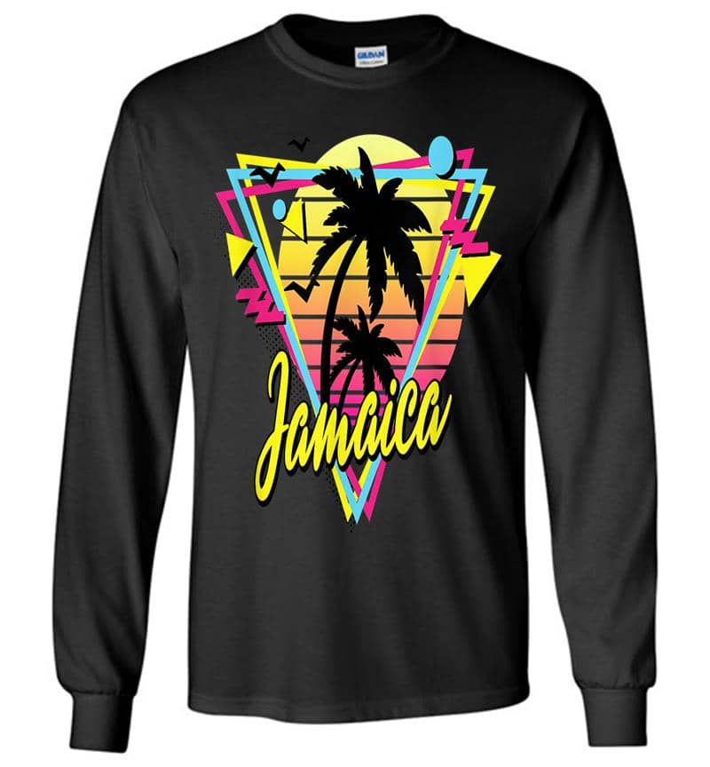 Jamaica Retro Vacations Beach 80S 70S Palm Tree Sunset Long Sleeve T-Shirt
