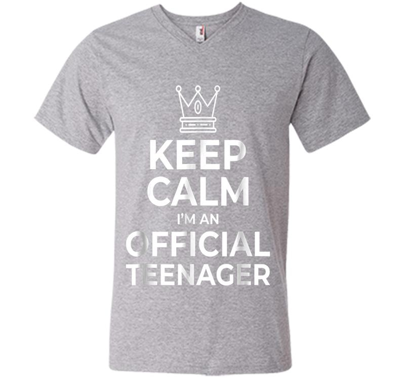 Inktee Store - Keep Calm Birthday Official Nager 13Th Funny Boy V-Neck T-Shirt Image