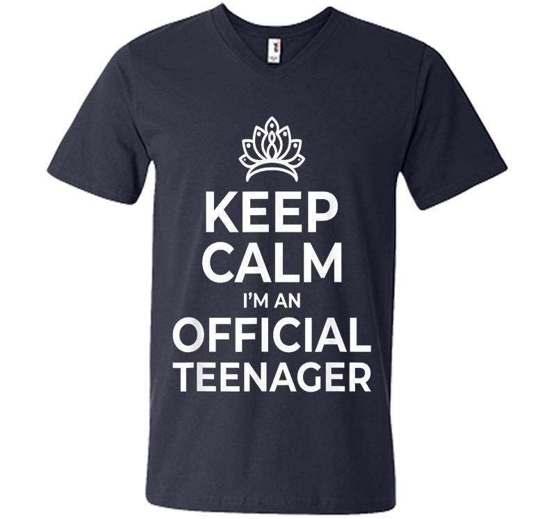 Inktee Store - Keep Calm Birthday Official Nager 13Th Funny Girl V-Neck T-Shirt Image