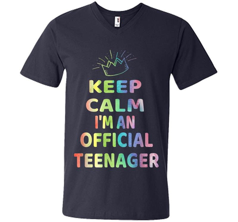 Inktee Store - Keep Calm Birthday Official Nager Design 13Th Funny Girl V-Neck T-Shirt Image