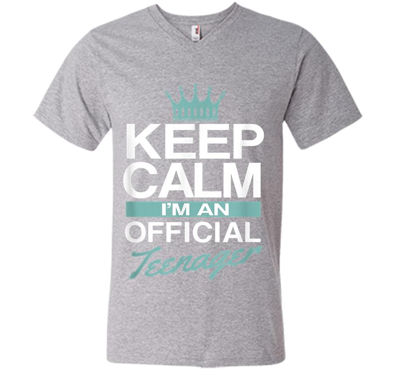 Inktee Store - Keep Calm I'M Official Nager Funny Girl V-Neck T-Shirt Image