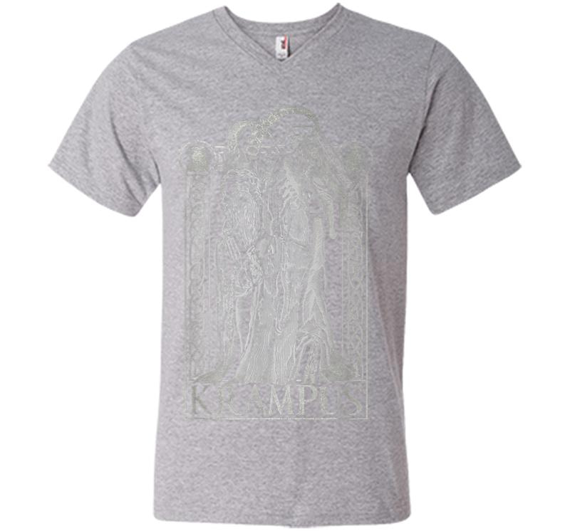 Inktee Store - Krampus Gruss Von Krampus Dark Gothic Christmas V-Neck T-Shirt Image