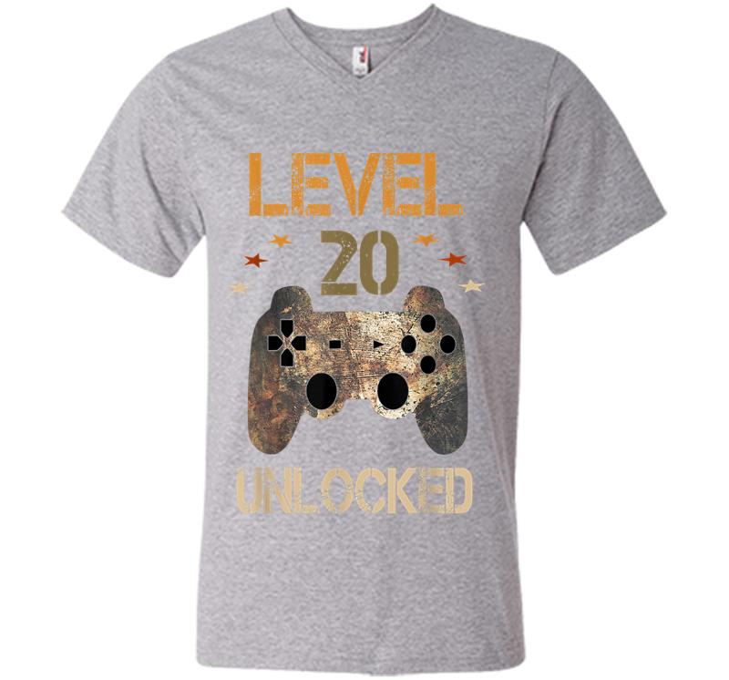 Inktee Store - Level 20 Unlocked Official Youth 20Th Birthday Gamer V-Neck T-Shirt Image