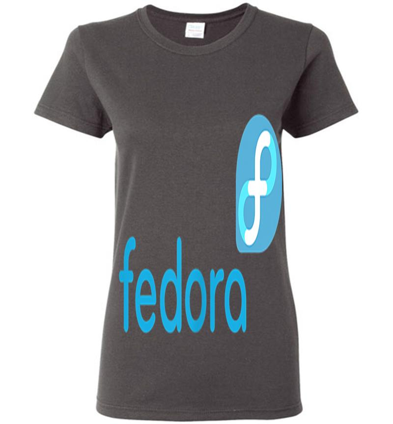 Inktee Store - Linux Fedora New Blue Tagline &Amp; Logo Open Source Os Womens T-Shirt Image