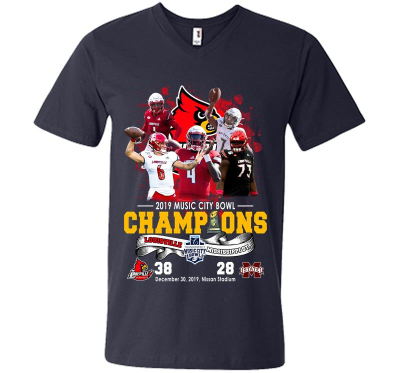 Inktee Store - Louisville Cardinals Vs Mississippi State Bulldogs Champions 2019 Music City Bowl V-Neck T-Shirt Image