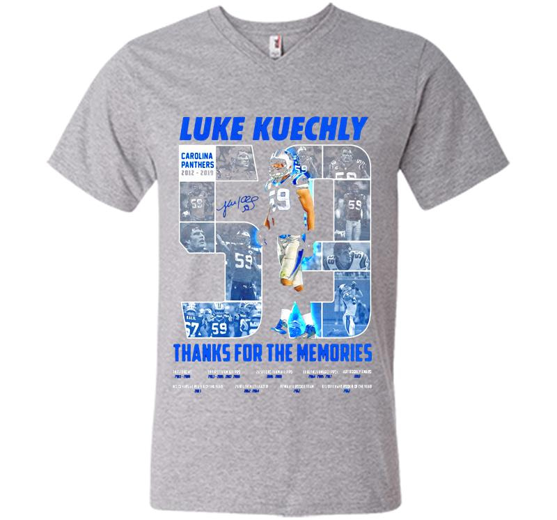 Inktee Store - Luke Kuechly 59 Carolina Panthers 2012-2019 Thanks For The Memories V-Neck T-Shirt Image