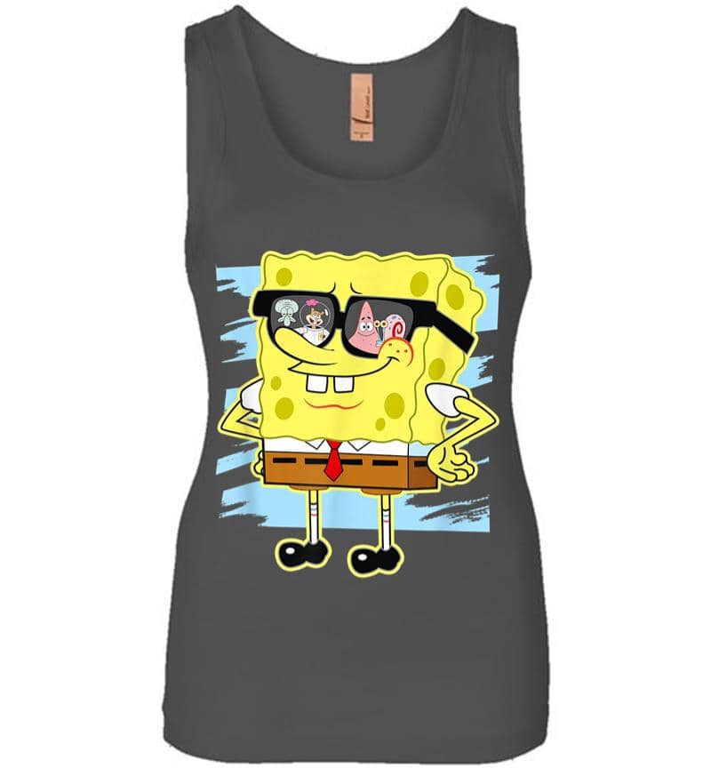 Inktee Store - Mademark X Spongebob Squarepants Spongebob Reflection In Sunglasses Women Jersey Tank Top Image