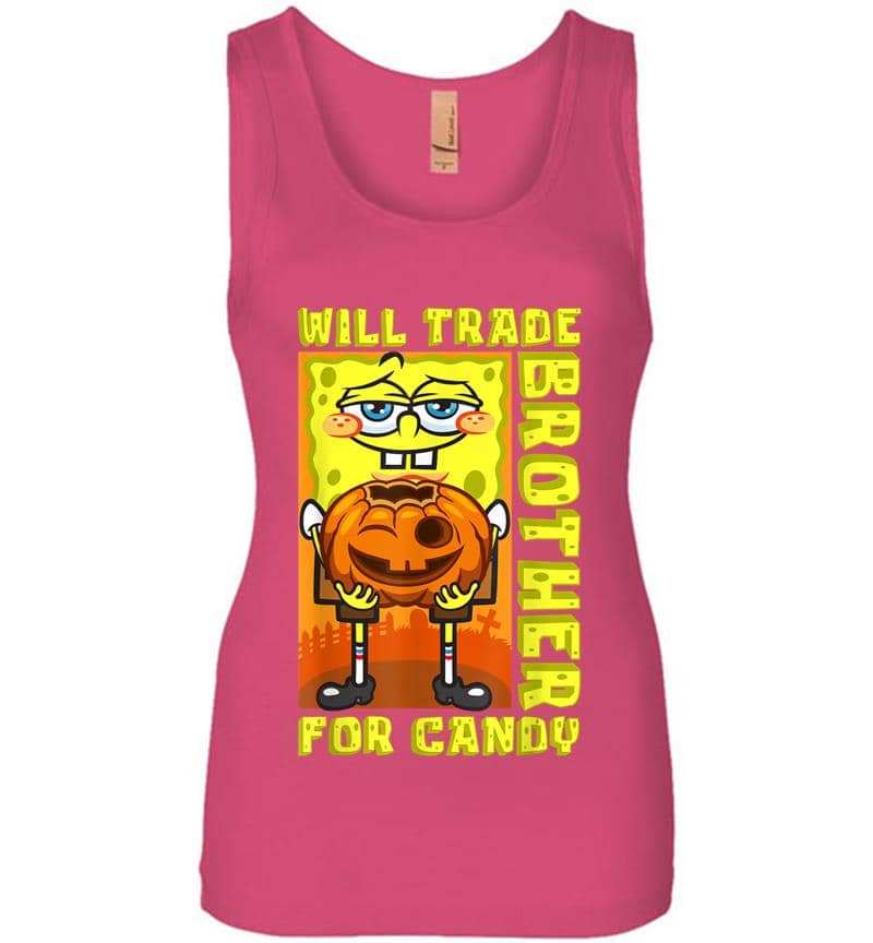 Inktee Store - Mademark X Spongebob Squarepants Spongebob Will Trade Brother For Candy Funny Halloween Gift Women Jersey Tank Top Image