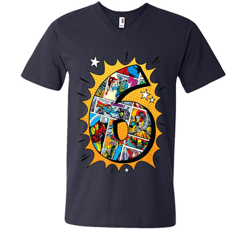 Inktee Store - Marvel Avengers Comics 6Th Birthday V-Neck T-Shirt Image