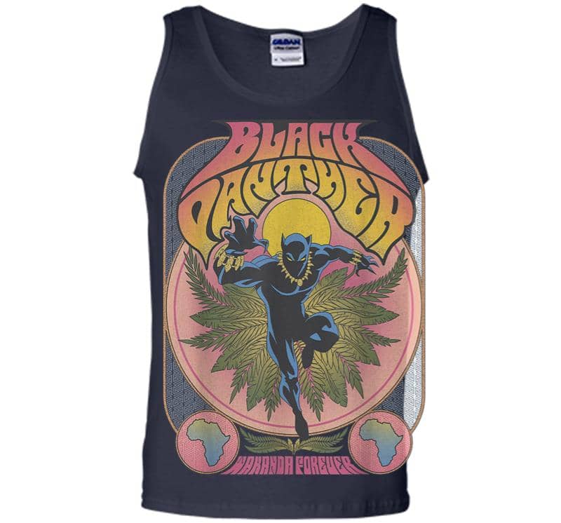 Inktee Store - Marvel Black Panther Vintage 70S Poster Style Men Tank Top Image