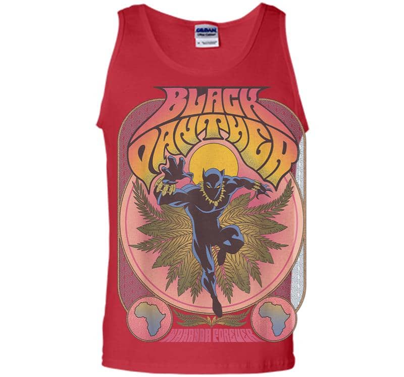 Inktee Store - Marvel Black Panther Vintage 70S Poster Style Men Tank Top Image