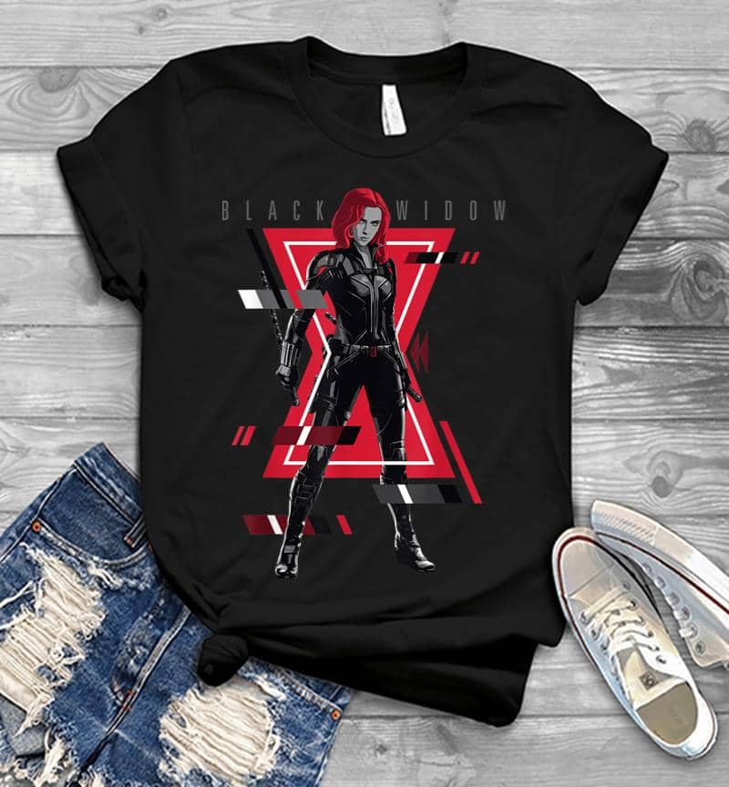 Marvel Black Widow Logo Glitch Men T-Shirt