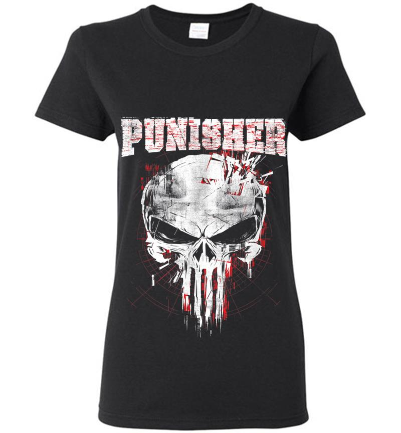 Marvel The Punisher Skull And Logo Womens T-Shirt