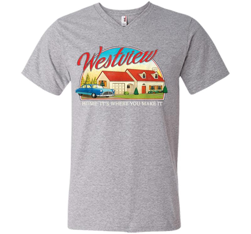 Inktee Store - Marvel Wandavision Westview Retro V-Neck T-Shirt Image