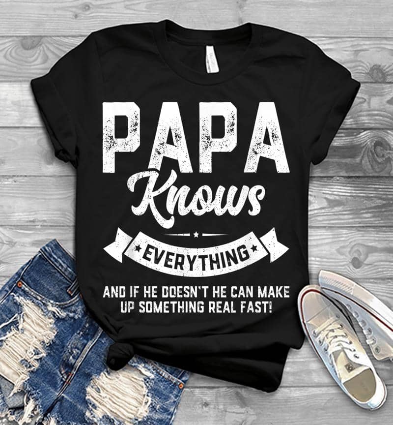 Mens Papa Knows Everything 60Th Gift Funny Father'S Day Mens T-Shirt