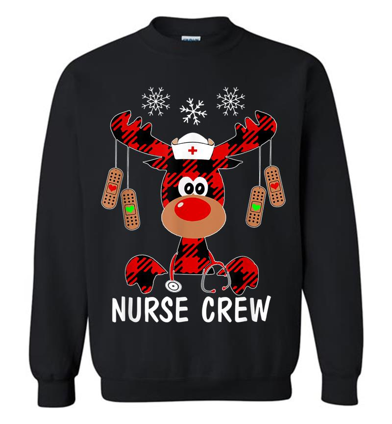 Nurse Crew Reindeer Buffalo Plaid Christmas Gift For Nurse Sweatshirt