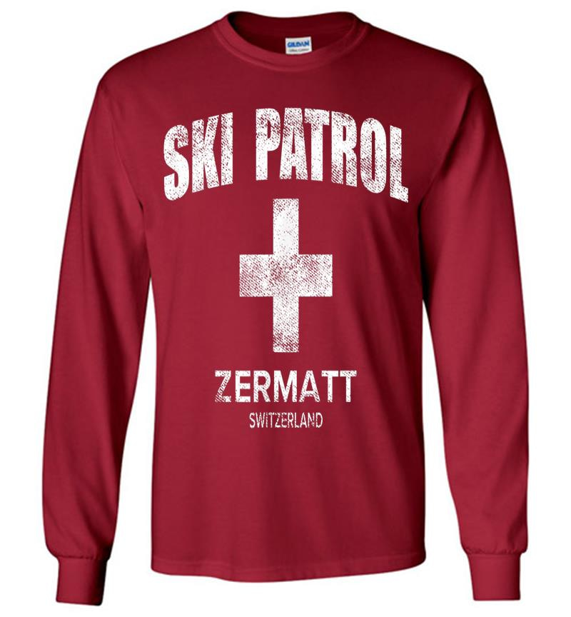 Inktee Store - Official Zermatt Switzerland Vintage Style Ski Patrol Long Sleeve T-Shirt Image
