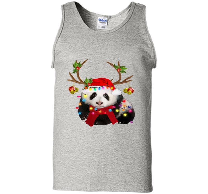 Panda Reindeer Santa Christmas Ligh Mens Tank Top
