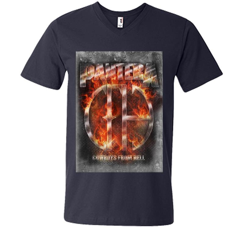 Inktee Store - Pantera Official Cowboys From Hell Flame V-Neck T-Shirt Image