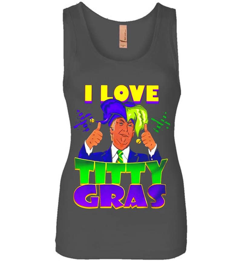 Inktee Store - Pretty Trump I Love Titty Mardi Gras Womens Jersey Tank Top Image