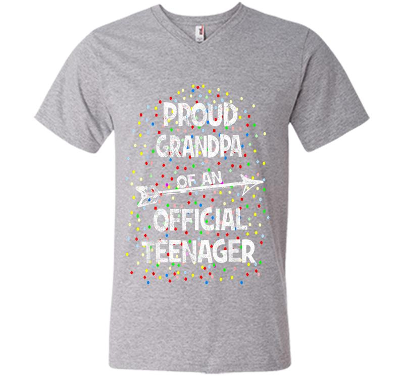 Inktee Store - Proud Grandpa Of An Official Nager, 13Th B-Day Party V-Neck T-Shirt Image