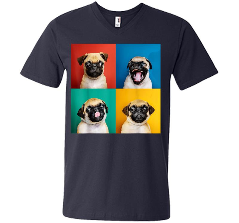 Inktee Store - Pug Puppy Portrait Photos Carlino For Dog Lovers V-Neck T-Shirt Image