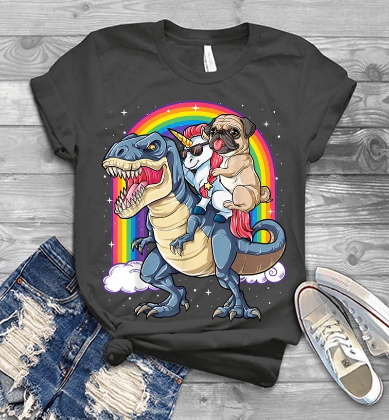 Inktee Store - Pug Unicorn Dinosaur T-Rex Kids Girls Women Rainbow Men T-Shirt Image