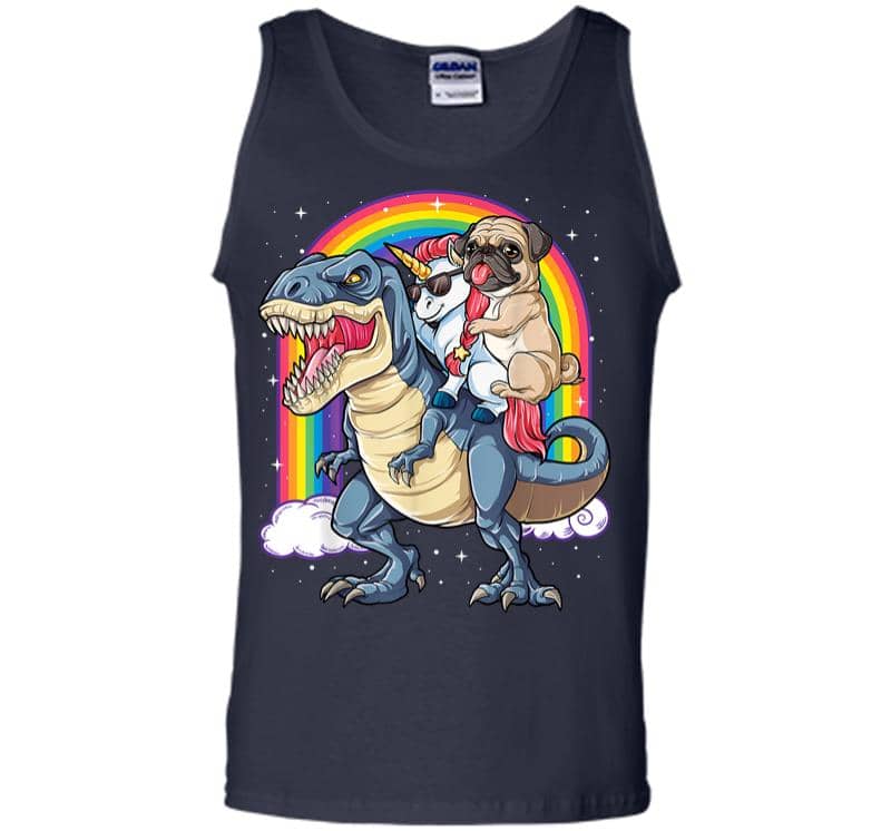 Inktee Store - Pug Unicorn Dinosaur T-Rex Kids Girls Women Rainbow Men Tank Top Image