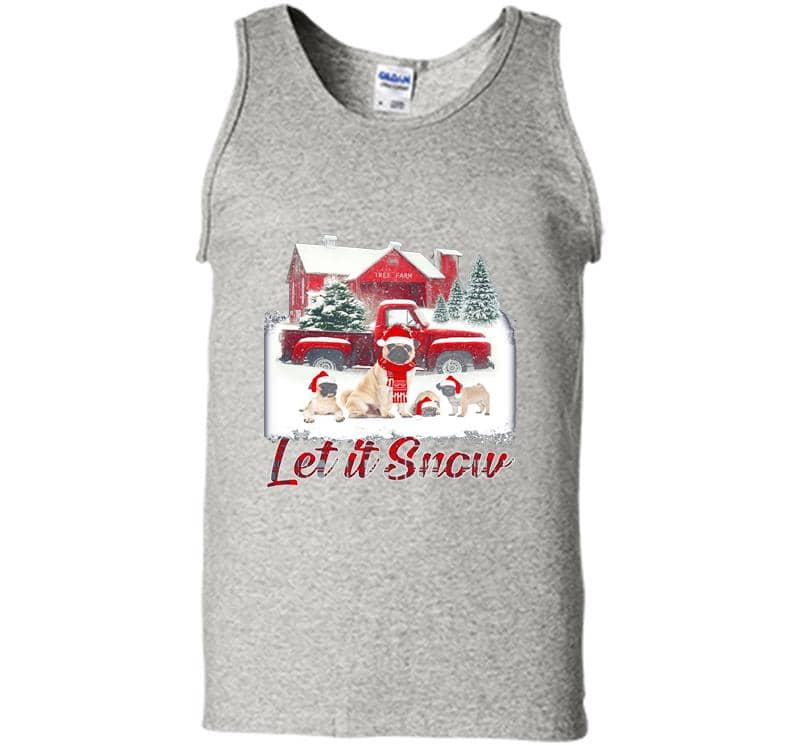 Pug Dog Let It Snow Christmas Mens Tank Top