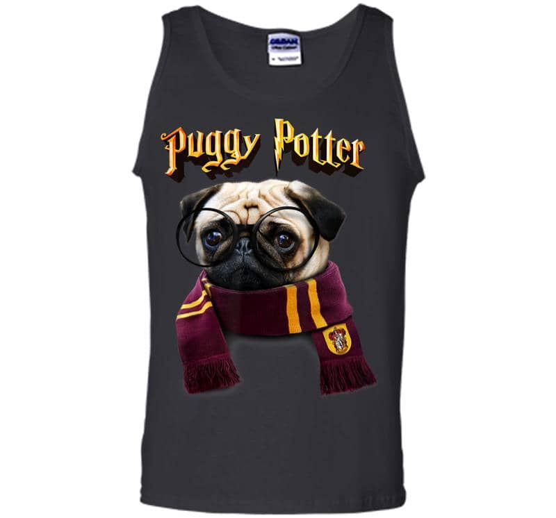 Puggy Potter Magic Wizard Pug Funny Pug Men Tank Top